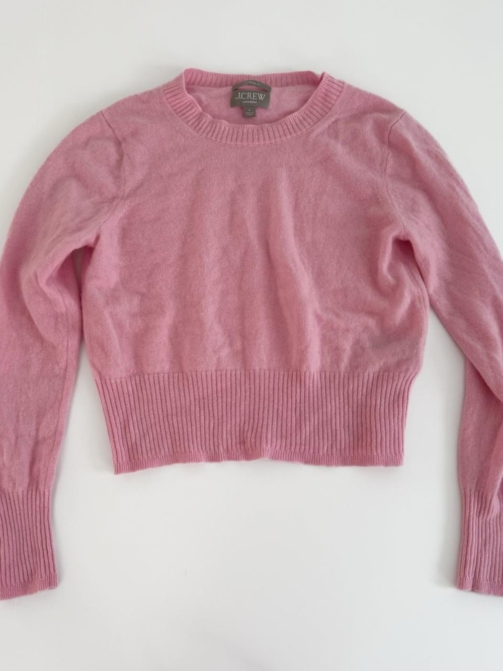 J.Crew cropped fit pink cashmere sweater